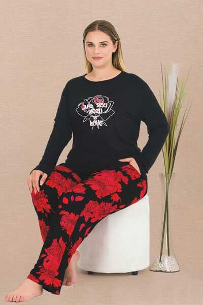 tarzımsüper Women's Large Size Long Sleeve Pajamas Set