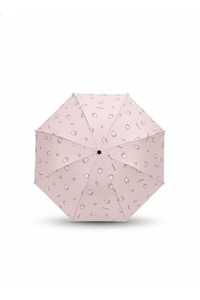 Libra Sevimli Çilek Baskılı Kompakt Şemsiye - Çantanıza Sığan Pratik Yağmur K...