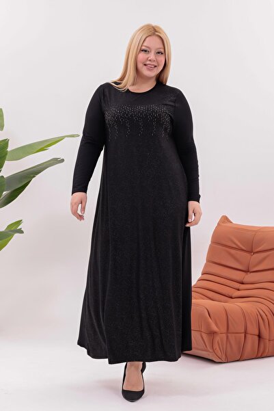 Siyezen Plus Size Sparkly Flared Dress