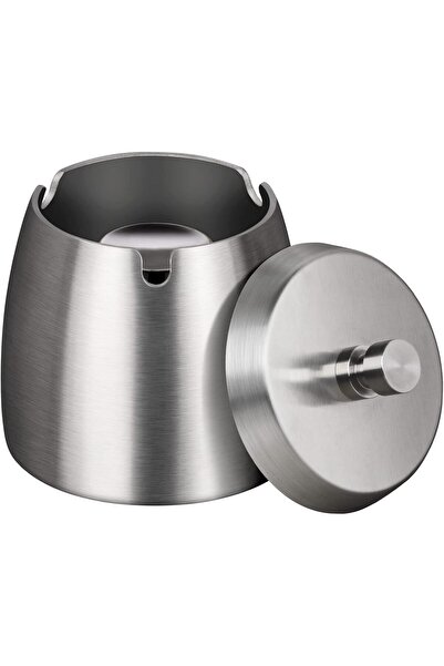 The Bros OILP Outdoor Stainless Steel Windproof Ashtray with Lid (Small, Silver)