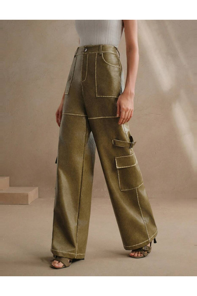 Sheya Shein Anewsta faux leather pants, khaki