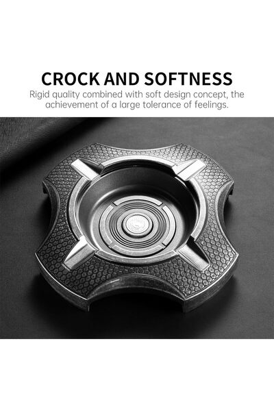 CIGARLOONG Cigar Ashtray, 4-Slot Metal Cigar Holder, Non-slip (Black)