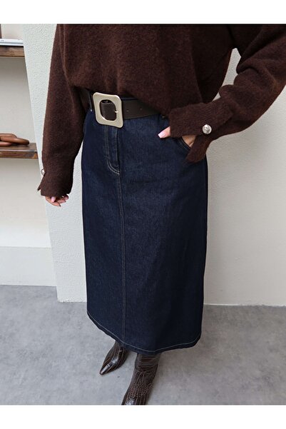 ESRAHELVACI Denim Skirt with Belted Pockets