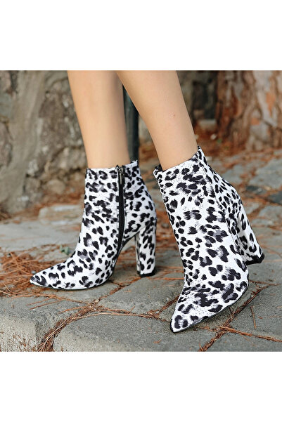 ALFA AKSESUAR 03 Loora Zebra Satin Heeled Boots