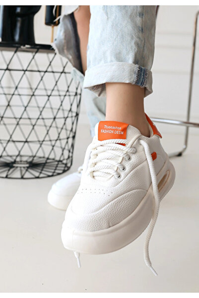 ALFA AKSESUAR 03 Chris White Skin Orange Detailed Lace up Sneakers