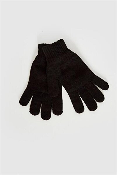 Neşeli Butik قفازات نسائية شتوية سوداء من التريكو للثلج NBAKS027