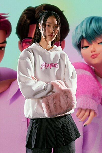 Bershka KPop Demon Hunters Huntr/x hood print sweatshirt