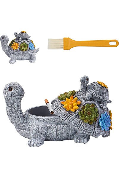The Bros Turtle Decorative Outdoor Ashtray with Lid - Smokeless, Waterproof (AMTAM)