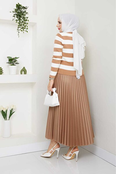 bm bessomoda fashion boutique Women's Knitwear Cardigan Pleated Skirt Set