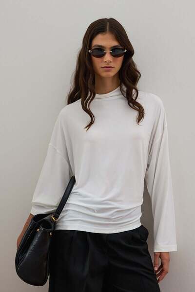 Ceylan Otantik Ecru Jersey Blouse
