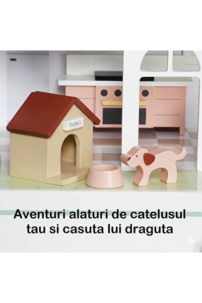 indiggo MaisonMelodi Wooden Dollhouse with Audio Story, 3 Floors, Figurines, Furniture, Accessories, Snow Pe