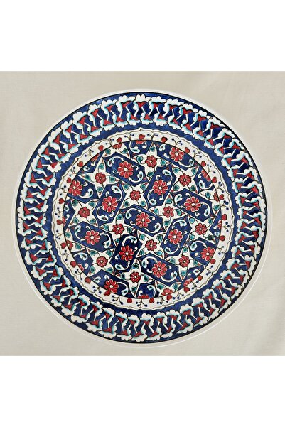 Ala Çini Seramik Madalyon/El Boyaması 30 cm Çini Tabak, İznik Tarzı Çiçek Des...