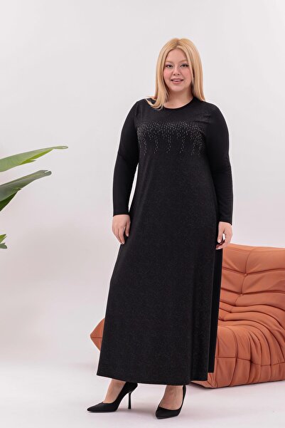 Siyezen Plus Size Sparkly Flared Dress