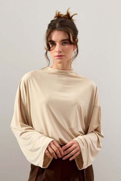 Ceylan Otantik Beige Jersey Blouse