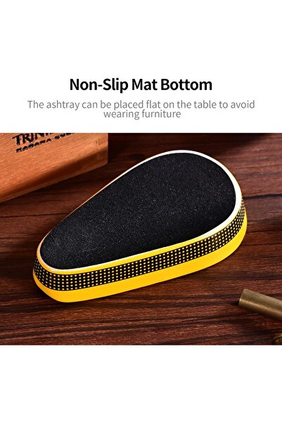 CIGARLOONG Ceramic Cigar Ashtray with Large Rest, Non-Slip (Yellow)