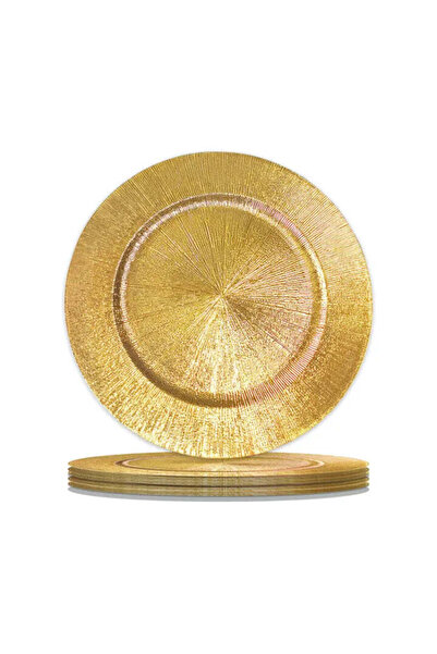 Titan Tavă decorativă rotundă aurie din plastic Ø 30 cm