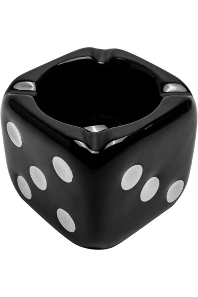 Marsrut Creative Dice Ceramic Ashtray - Retro Dice Design (Black)