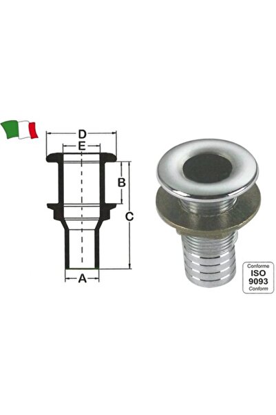 GFN Ieșire de scurgere din alamă, filet de 1 1/4 inch, diametru 38 mm