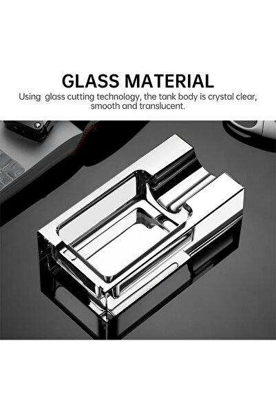 CIGARLOONG Cigar Ashtray Glass for Outdoors Patio Home Office Use, Gift for Men (Grey)