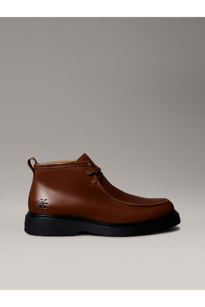 Calvin Klein Smooth Leather Lug Sole Desert Boots