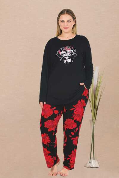 tarzımsüper Women's Large Size Long Sleeve Pajamas Set