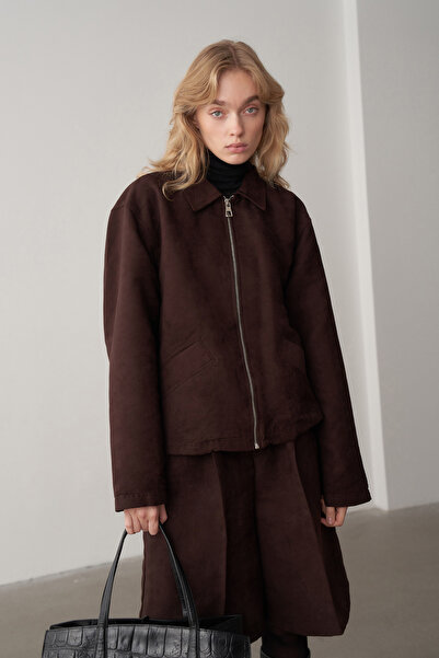 Mathilda Store Acı Kahve Süet Oversize Ceket