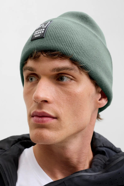 Jack & Jones Men's Jacalpes Logo Detailed Knitted Beanie 12286472 Green
