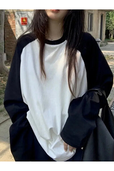 Freak Tshirt Reglan Sleeve Long Sleeve White Black T-Shirt