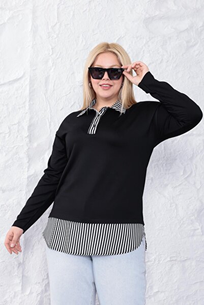 Siyezen Plus Size Shirt Collar Blouse