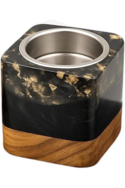 VENDIX Luxury Incense Burner, Black Marble and Wood Design, Traditional Bakhoor and Oud Holder
