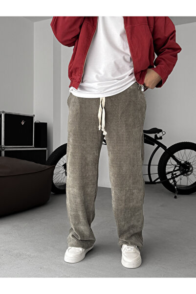 BYBASICMAN Khaki Velvet Baggy Pants Jj-126