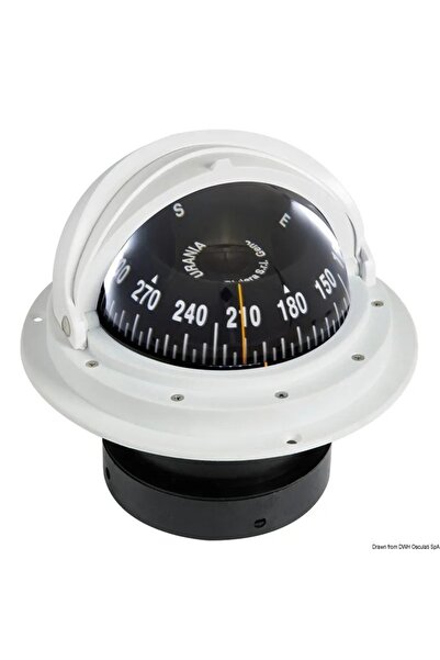 OSCULATI Riviera 4 Inch Compass, 12V LED Lighting, White/Black, Telescopic Cover, Two Speeds