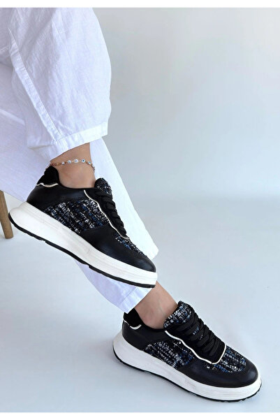 ALFA AKSESUAR 03 Hawer Black Leather Lace-Up Sneakers