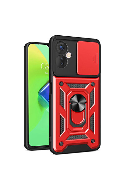 eco port حافظة انفينيكس هوت 30 4 جي من السيليكون مع حلقة عدسة بارس - أحمر