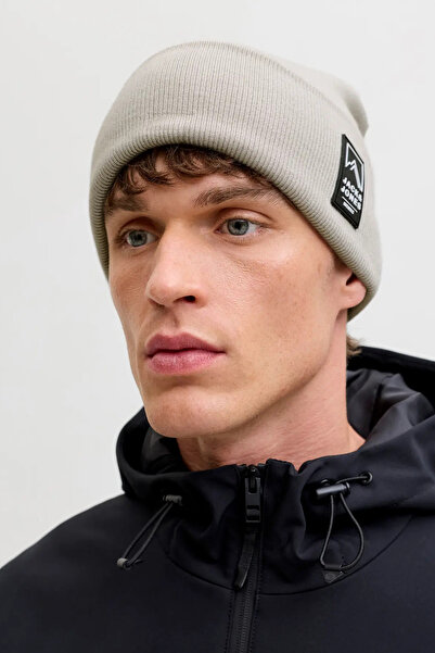 Jack & Jones Men's Jacalpes Logo Detailed Knitted Beanie 12286472 Gray