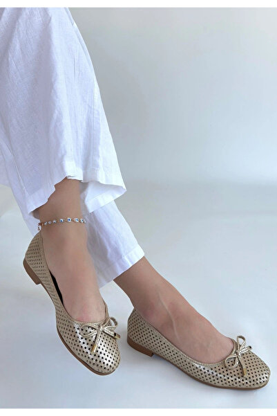 ALFA AKSESUAR 03 Pantofi de balerină din piele bej Icar