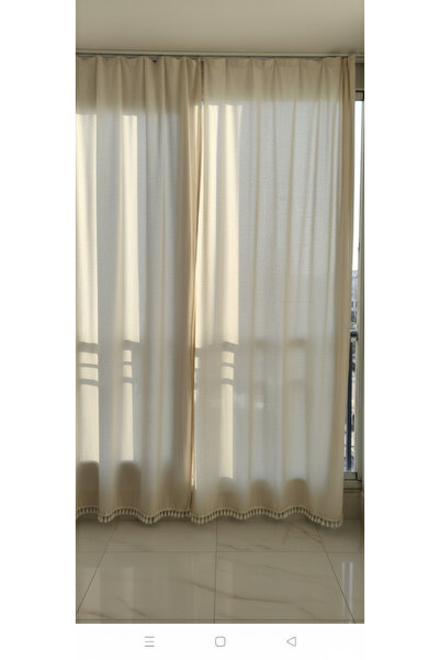 Genel Markalar %100 Doğal Keten Pamuklu Püsküllü Keten Perde