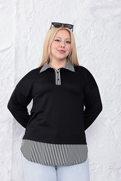 Siyezen Plus Size Shirt Collar Blouse