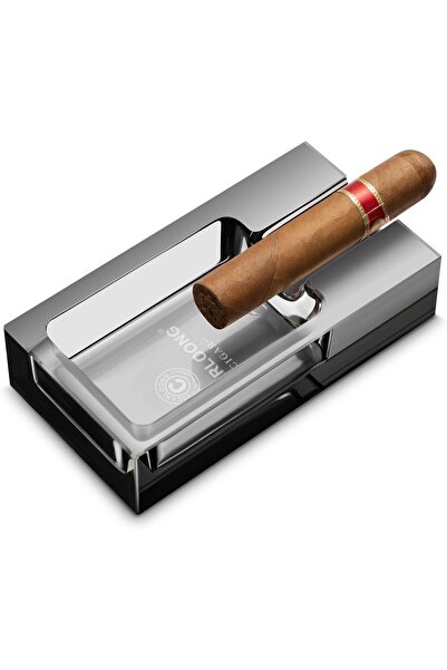 CIGARLOONG Cigar Ashtray Glass for Outdoors Patio Home Office Use, Gift for Men (Grey)