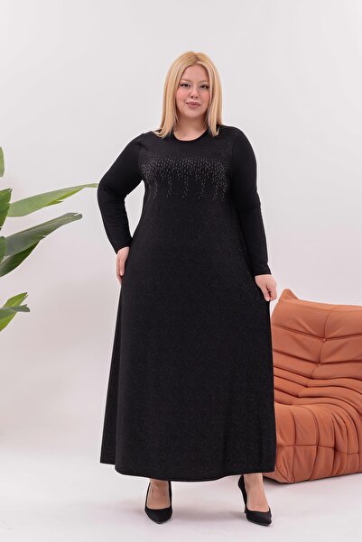 Siyezen Plus Size Sparkly Flared Dress