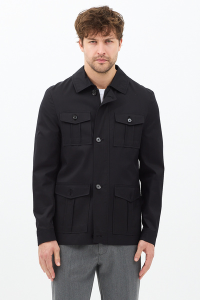 Frappoli Fred Men's Black Italian Cut S Slim Fit Spring-Autumn Trench-Coat-Jacket