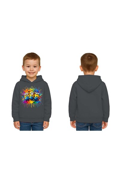 SEDİRLİ Унисекс детска суитшърт с принт на Миньони, качулка с принт, 3-слойна...