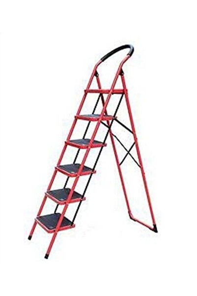 Z-Tools Scară metalică cu 6 trepte late, roșie / 3896-1