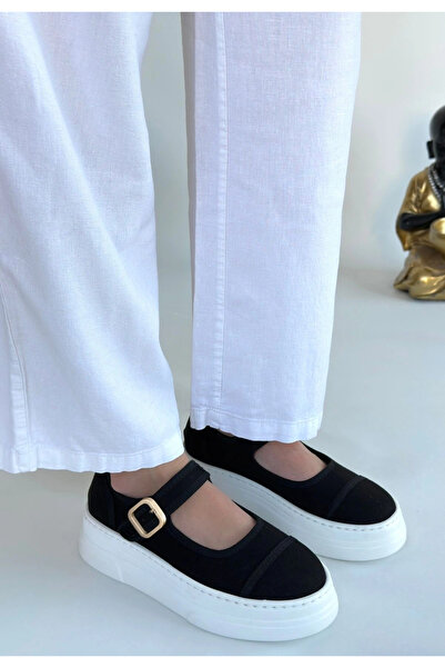 ALFA AKSESUAR 03 Lunni Black Linen Sports Shoes