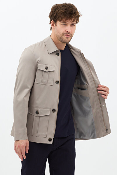 Frappoli Fred Men's Mink Italian Cut S Slim Fit Spring-Autumn Trench-Coat-Coat