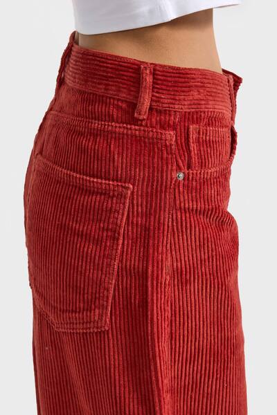 its basic Women's Coral Cindy 26W5-104 Skater Fit Loose Cut Thick Corded Fabric Velvet Velvet Fabric Pants