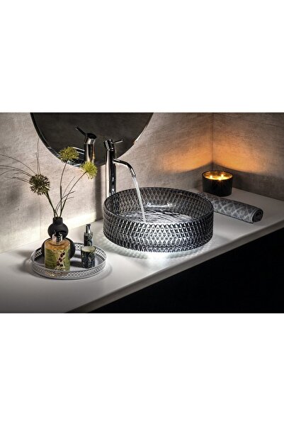 SanDonna MIRA Black tempered glass washbasin