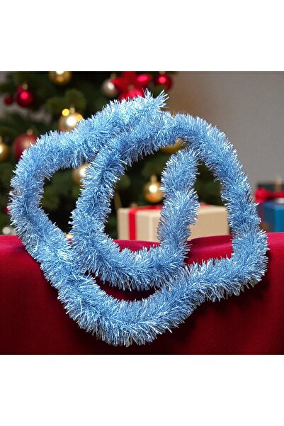 Kuzey سلسلة رقبة معدنية فضية لامعة بطول 2 متر لزينة عيد الميلاد، إكليل رقبة ن...