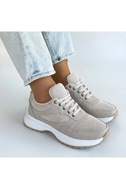 ALFA AKSESUAR 03 Slar Beige Leather Lace-Up Sneakers