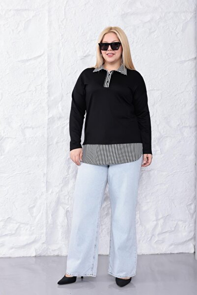 Siyezen Plus Size Shirt Collar Blouse